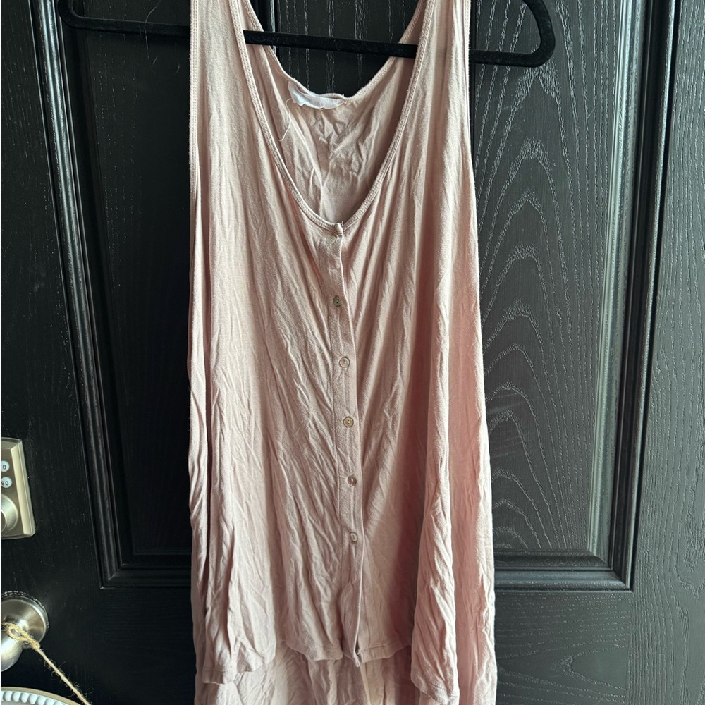 Elegant tan Button-Front Tank Top